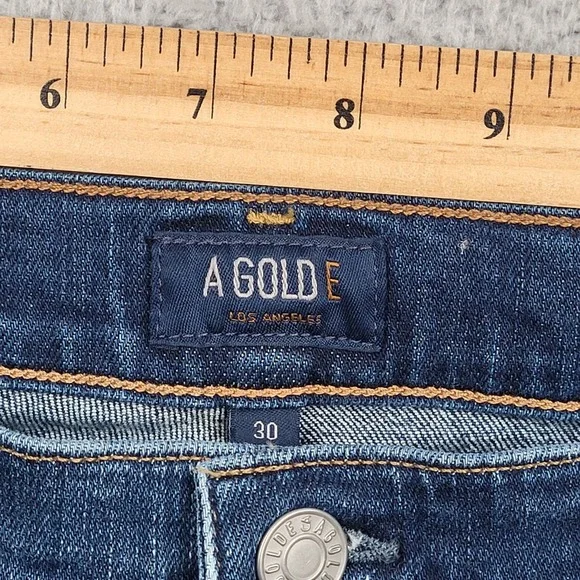 AGOLDE Denim Jeans Womens Size 30 Distressed Ripped Knee Blue Wash - Picture 8 of 12